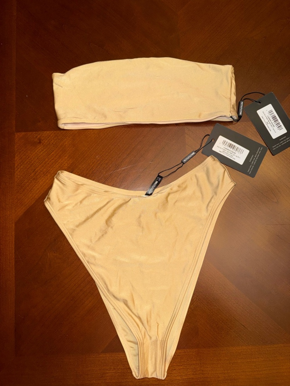 NWT: Pretty Little Thing Beige Bandeau Bikini Set - Two Piece